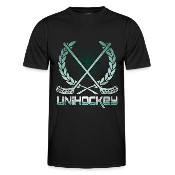Unihockey - Männer Funktions-T-Shirt - Schwarz - Vorne - AI Model Male 178 dark (178cm)