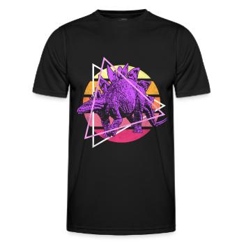 Dinosaures Vaporwave Stegosaurus - T-shirt sport Homme - noir - Devant - AI Model Male 178 dark (178cm)