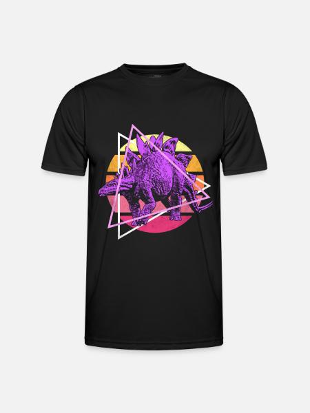 Vaporwave Stegosaurus Dinosaurs - Men's Functional T-Shirt - black