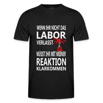 lustige Sprüche Chemie Reaktion Labor Chemiker - Männer Funktions-T-Shirt - Schwarz - Vorne - AI Model Male 178 dark (178cm)