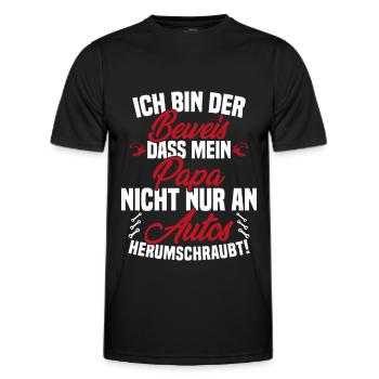 Ich Bin der Beweis DASS Papa Nicht nur an Autos - Männer Funktions-T-Shirt - Schwarz - Vorne - AI Model Male 178 dark (178cm)