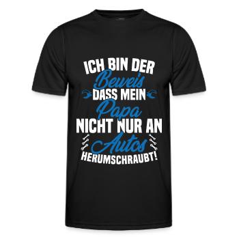 Ich Bin der Beweis DASS Papa Nicht nur an Autos - Männer Funktions-T-Shirt - Schwarz - Vorne - AI Model Male 178 dark (178cm)