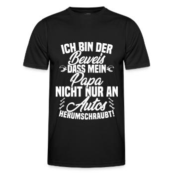 Ich Bin der Beweis DASS Papa Nicht nur an Autos - Männer Funktions-T-Shirt - Schwarz - Vorne - AI Model Male 178 dark (178cm)