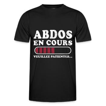 Bauchmuskeln in Arbeit, bitte warten - Männer Funktions-T-Shirt - Schwarz - Vorne - AI Model Male 178 dark (178cm)