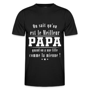Meilleur Papa Quand On A Une Fille Comme La Mienne - T-shirt sport Homme - noir - Devant - AI Model Male 178 dark (178cm)