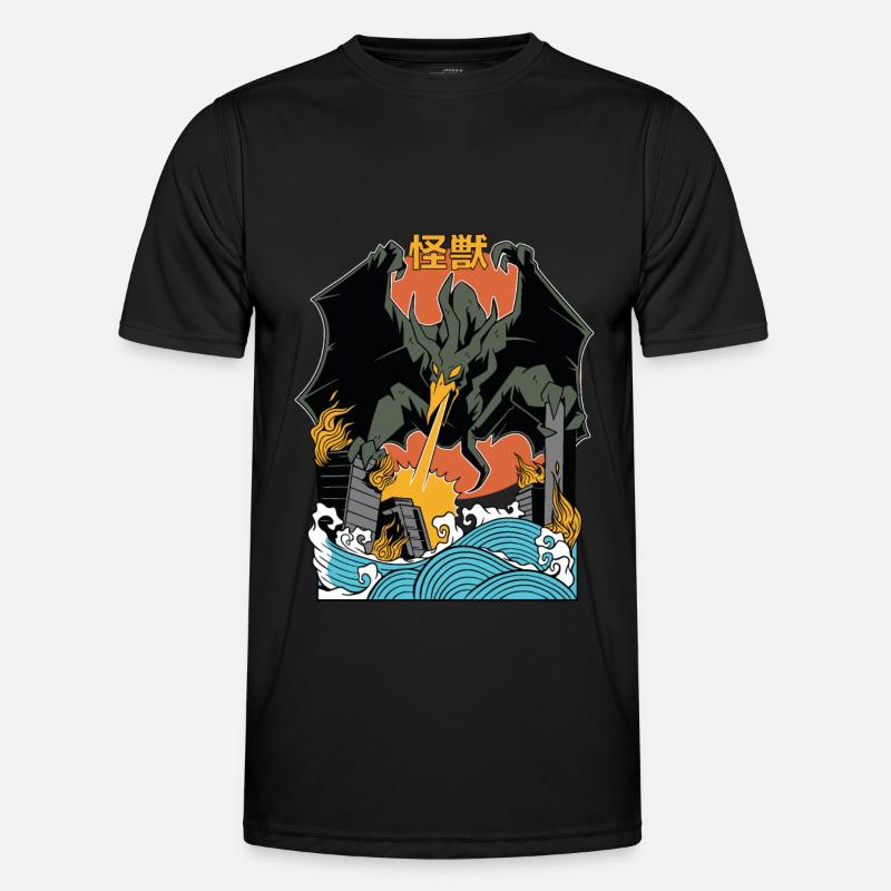 Coucher de soleil de monstre géant japonais T-shirt sport Homme