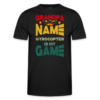 Grandpa Is My Name Gyrocopter Is My Game - Männer Funktions-T-Shirt - Schwarz - Vorne - AI Model Male 178 dark (178cm)