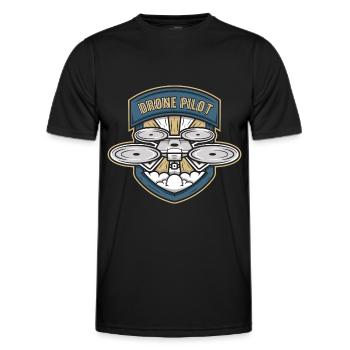 Drone Drone Pilot Drones quadcopter drone - Men's Functional T-Shirt - black - Front - AI Model Male 178 dark (178cm)