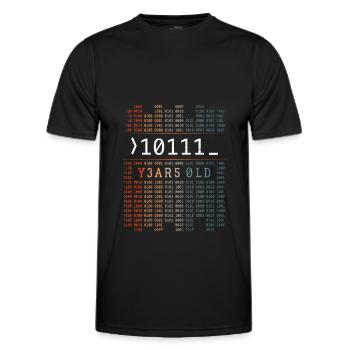 10111 JAHRE ALT BINÄRCODE 19. GEBURTSTAG GESCHENK - Männer Funktions-T-Shirt - Schwarz - Vorne - AI Model Male 178 dark (178cm)