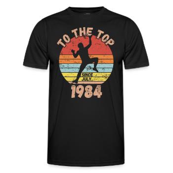 Birthday Climbing Bouldering since July 1984 - Men's Functional T-Shirt - black - Front - AI Model Male 178 dark (178cm)
