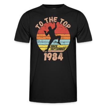 Birthday Climbing Bouldering since September 1984 - Men's Functional T-Shirt - black - Front - AI Model Male 178 dark (178cm)