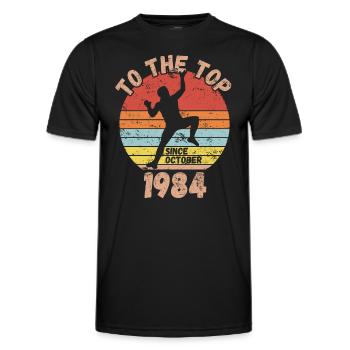 Birthday Climbing Bouldering since October 1984 - Men's Functional T-Shirt - black - Front - AI Model Male 178 dark (178cm)