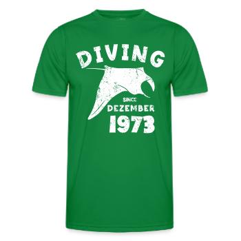 Diver Birthday - Diving since December 1973 - Men's Functional T-Shirt - kelly green - Front - AI Model Male 178 dark (178cm)