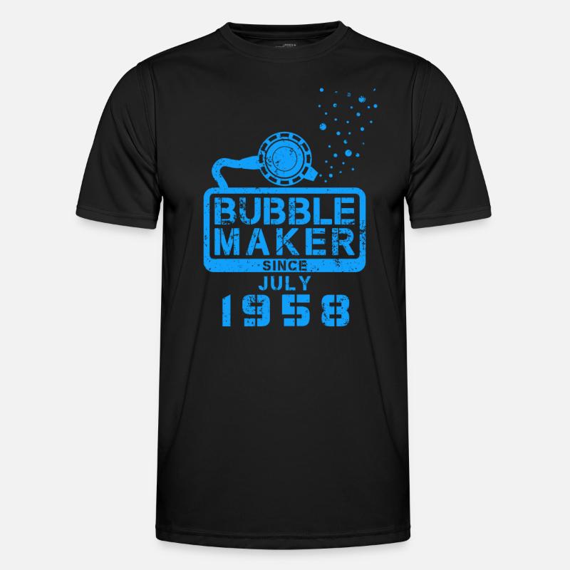 Taucher Geburtstag Bubblemaker seit Juli 1958 Männer Funktions-T-Shirt