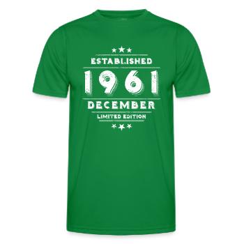 Birthday in December 1961 - December - Men's Functional T-Shirt - kelly green - Front - AI Model Male 178 dark (178cm)