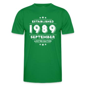 Birthday in September 1989 - September - Men's Functional T-Shirt - kelly green - Front - AI Model Male 178 dark (178cm)