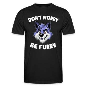 Furry Design - Don't Worry be Furry - Wolf - Men's Functional T-Shirt - black - Front - AI Model Male 178 dark (178cm)