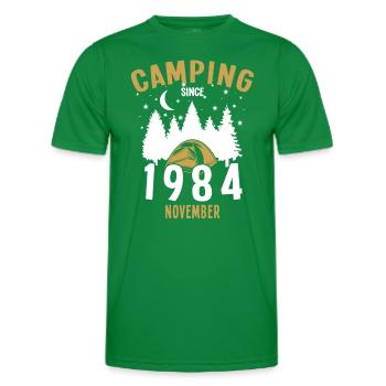 Birthday: Camping since November 1984 Camping - Men's Functional T-Shirt - kelly green - Front - AI Model Male 178 dark (178cm)