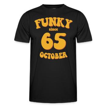 Funky Birthday: October 1965 - Flower Power - Men's Functional T-Shirt - black - Front - AI Model Male 178 dark (178cm)