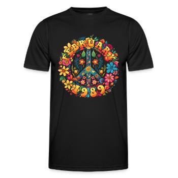 Flower Power Hippie Birthday - Février 1989 - T-shirt sport Homme - noir - Devant - AI Model Male 178 dark (178cm)