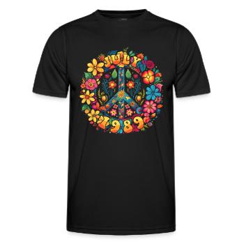 Flower Power Hippie Birthday - Juillet 1989 - T-shirt sport Homme - noir - Devant - AI Model Male 178 dark (178cm)