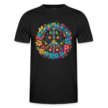 Flower Power Hippie Birthday - November 2000 - Men's Functional T-Shirt - black - Front - AI Model Male 178 dark (178cm)
