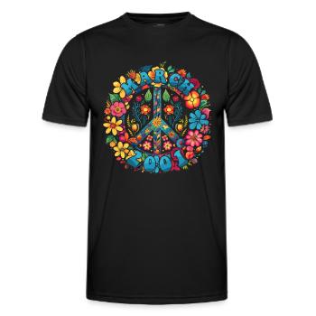 Flower Power Hippie Birthday - March 2001 - Men's Functional T-Shirt - black - Front - AI Model Male 178 dark (178cm)