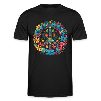 Flower Power Hippie Birthday - September 1954 - Men's Functional T-Shirt - black - Front - AI Model Male 178 dark (178cm)