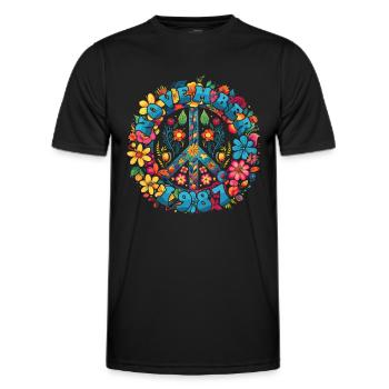 Flower Power Hippie Birthday - November 1987 - Men's Functional T-Shirt - black - Front - AI Model Male 178 dark (178cm)