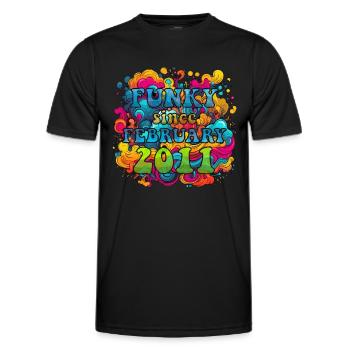 Funky Birthday: February 2011 - Psychadelic - Men's Functional T-Shirt - black - Front - AI Model Male 178 dark (178cm)