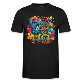 Funky Birthday: Mars 1961 - Psychadelic - T-shirt sport Homme - noir - Devant - AI Model Male 178 dark (178cm)