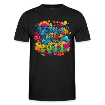 Funky Birthday: June 2011 - Psychadelic - Men's Functional T-Shirt - black - Front - AI Model Male 178 dark (178cm)