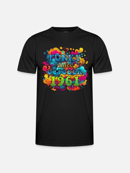 Funky Birthday: October 1961 - Psychadelic - Men's Functional T-Shirt - black
