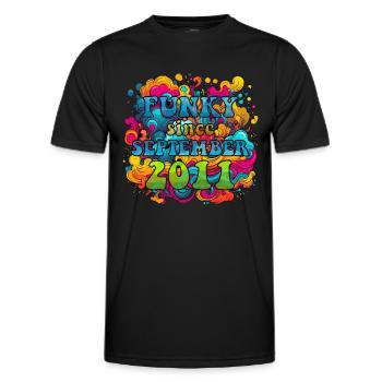 Funky Birthday: September 2011 - Psychadelic - Men's Functional T-Shirt - black - Front - AI Model Male 178 dark (178cm)