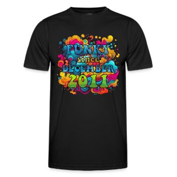 Funky Birthday: December 2011 - Psychadelic - Men's Functional T-Shirt - black - Front - AI Model Male 178 dark (178cm)