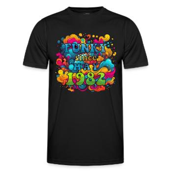 Funky Birthday: May 1982 - Psychadelic - Men's Functional T-Shirt - black - Front - AI Model Male 178 dark (178cm)