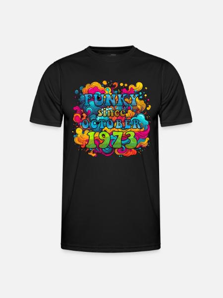 Funky Birthday: October 1973 - Psychadelic - Men's Functional T-Shirt - black