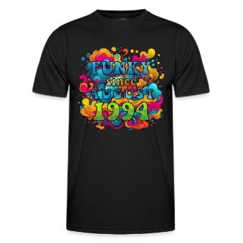 Funky Birthday: Août 1994 - Psychadelic - T-shirt sport Homme - noir - Devant - AI Model Male 178 dark (178cm)