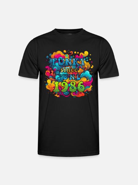 Funky Geburtstag: Juni 1986 - Psychadelic - Männer Funktions-T-Shirt - Schwarz