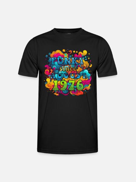 Funky Birthday: August 1976 - Psychadelic - Men's Functional T-Shirt - black