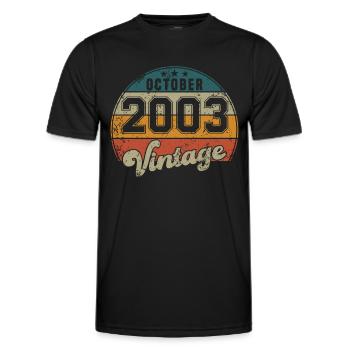 Vintage Geburtstag - Oktober 2003 - Geschenkidee - Männer Funktions-T-Shirt - Schwarz - Vorne - AI Model Male 178 dark (178cm)