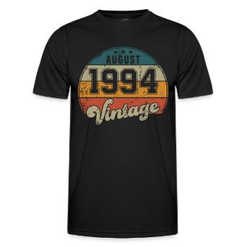 Vintage Geburtstag - August 1994 - Geschenkidee - Männer Funktions-T-Shirt - Schwarz - Vorne - AI Model Male 178 dark (178cm)