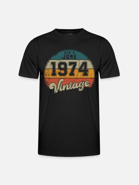 Vintage Geburtstag - Juni 1974 - Geschenkidee - Männer Funktions-T-Shirt - Schwarz