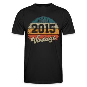 Vintage Geburtstag - August 2015 - Geschenkidee - Männer Funktions-T-Shirt - Schwarz - Vorne - AI Model Male 178 dark (178cm)