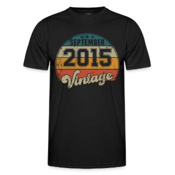 Vintage Geburtstag - September 2015 - Geschenkidee - Männer Funktions-T-Shirt - Schwarz - Vorne - AI Model Male 178 dark (178cm)