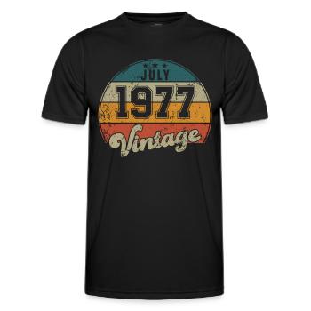 Vintage Geburtstag - Juli 1977 - Geschenkidee - Männer Funktions-T-Shirt - Schwarz - Vorne - AI Model Male 178 dark (178cm)