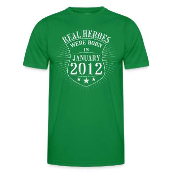 Real Heroes were born in January 2012 Birthday - Men's Functional T-Shirt - kelly green - Front - AI Model Male 178 dark (178cm)