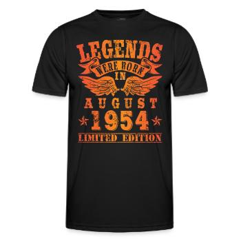 Legends were born in August 1954 Birthday - Men's Functional T-Shirt - black - Front - AI Model Male 178 dark (178cm)