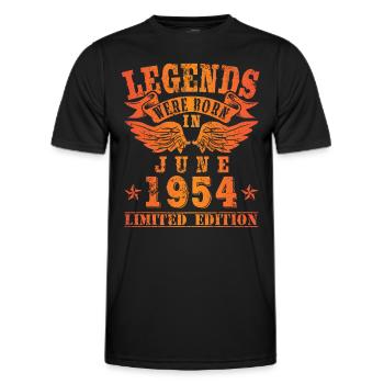 Legends were born in June 1954 Birthday - Men's Functional T-Shirt - black - Front - AI Model Male 178 dark (178cm)