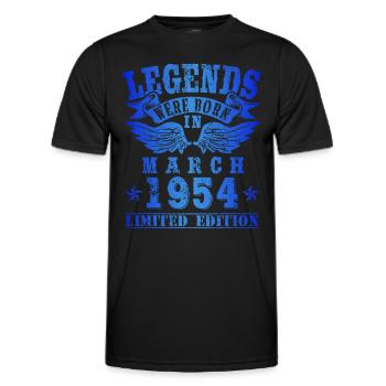 Legends were born in March 1954 Birthday - Men's Functional T-Shirt - black - Front - AI Model Male 178 dark (178cm)